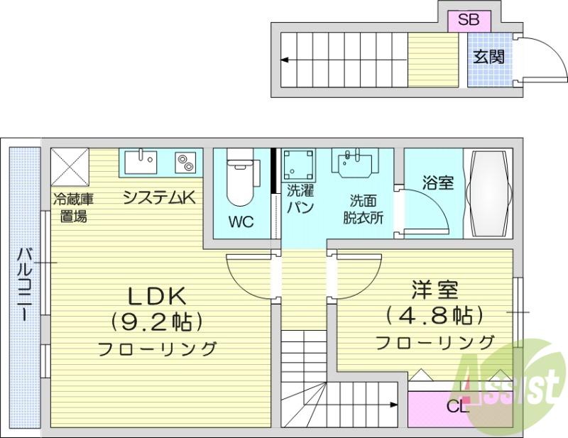PREMORY名取駅 B棟(1LDK/2階)の間取り写真