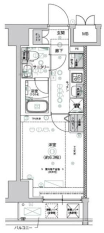 クレストタップ新横浜(1K/2階)の間取り写真