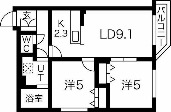 クラリス菊水II(2LDK/4階)の間取り写真