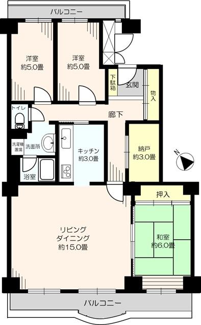 シーサイド真砂(3SLDK/4階)の間取り写真