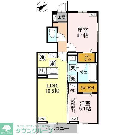 WISTERIA III(2LDK/1階)の間取り写真
