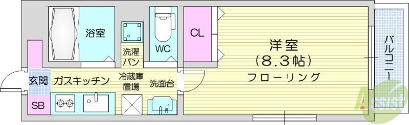 スターリット上杉(1K/4階)の間取り写真