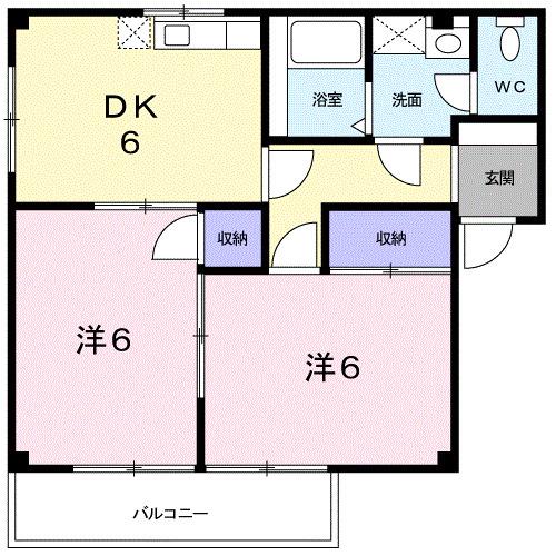 コスモロージュマン(2DK/2階)の間取り写真