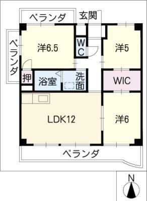 ニシダビル(3LDK/7階)の間取り写真