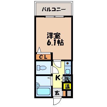 グランピアマンション長崎(1K/10階)の間取り写真