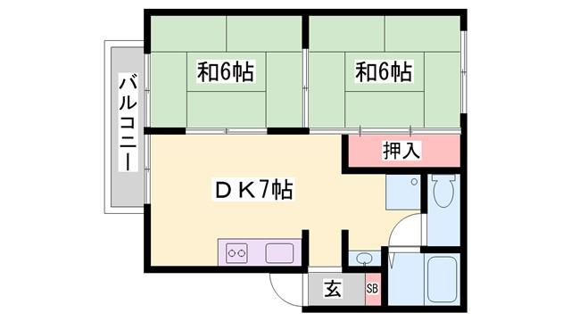 シャトー大半田 I棟(2DK/1階)の間取り写真