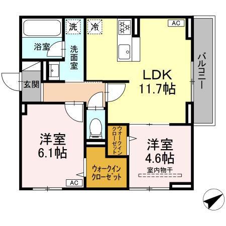 D PAINA 生田(2LDK/3階)の間取り写真