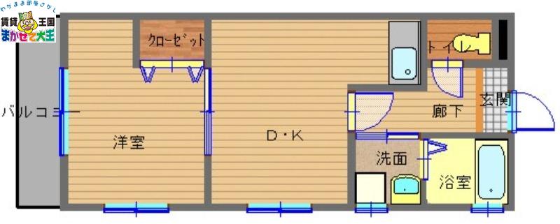 リバーサイド(1DK/4階)の間取り写真