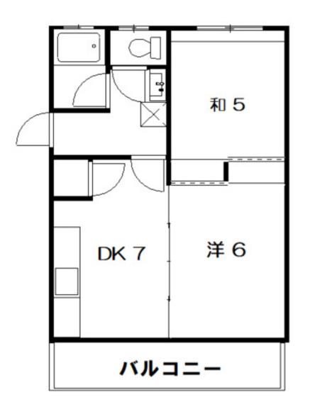 ウェルヒル舟入南(2DK/1階)の間取り写真