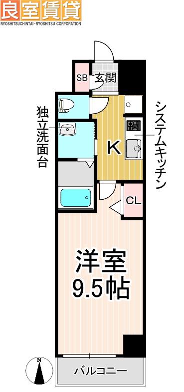 サンドリヨン(1K/8階)の間取り写真