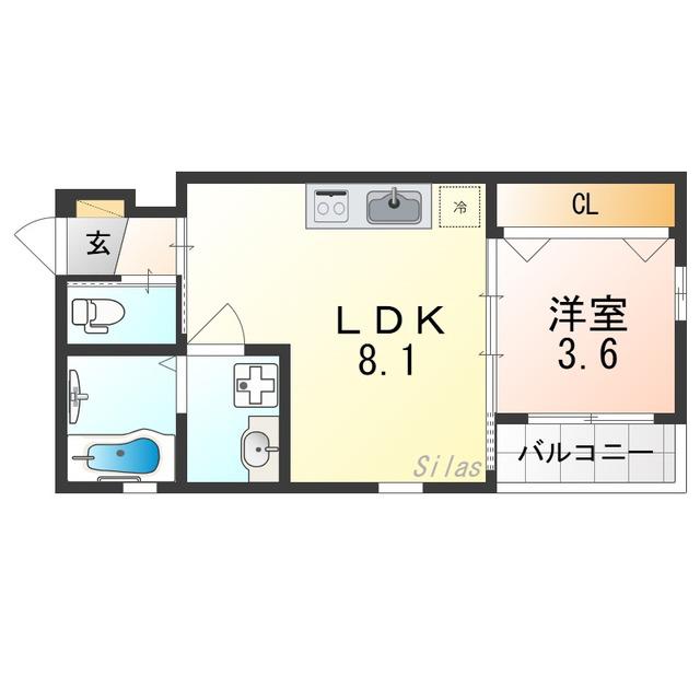 岩伸リバーコート住吉(1LDK/3階)の間取り写真