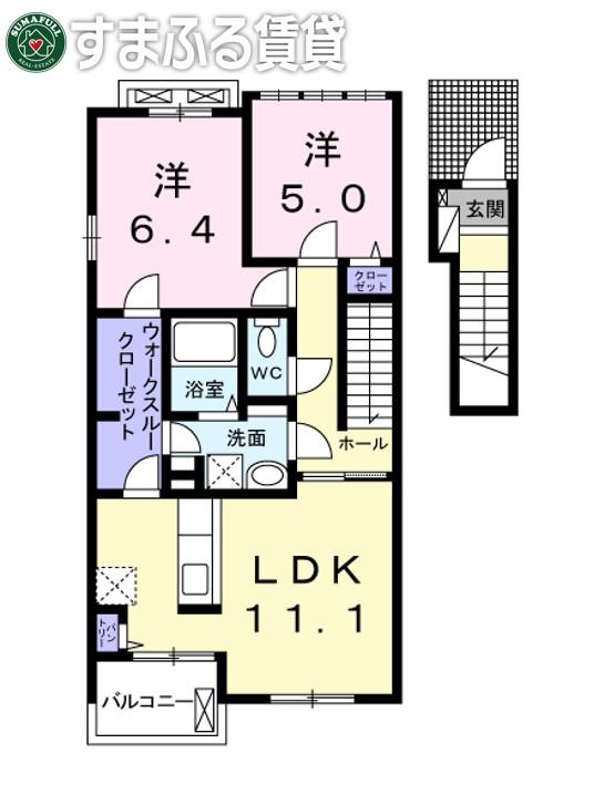 アプローズ 天神前(2LDK/2階)の間取り写真