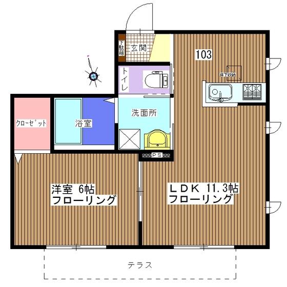 ノブコート(1LDK/1階)の間取り写真