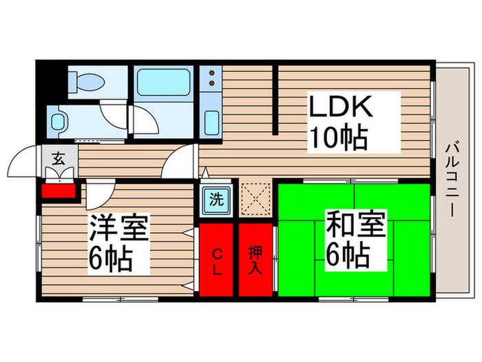 エレメント新小岩(2LDK/2階)の間取り写真