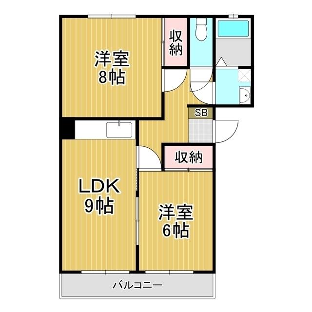 コーポかめや(2LDK/3階)の間取り写真
