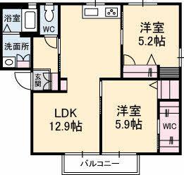 サントーク・K(2LDK/2階)の間取り写真