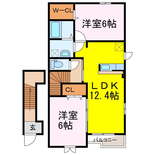 ソレアードS(2LDK/2階)の間取り写真