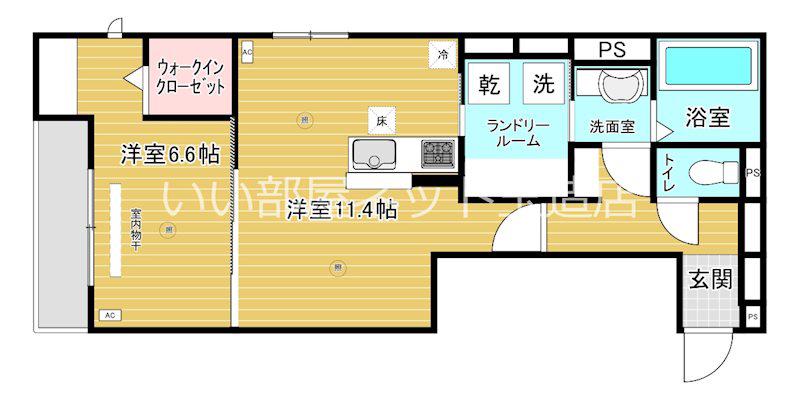 トリシア北巽(1LDK/3階)の間取り写真