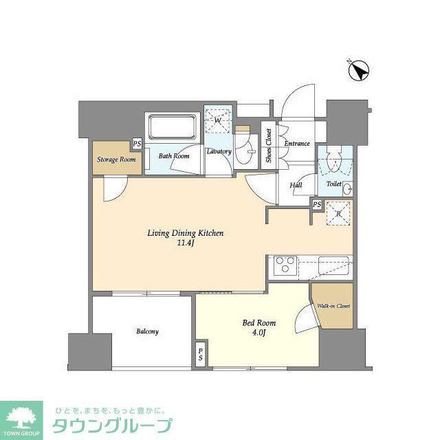 ドゥーエ月島II(1LDK/10階)の間取り写真