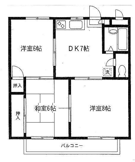 ユニティー西山(3DK/3階)の間取り写真