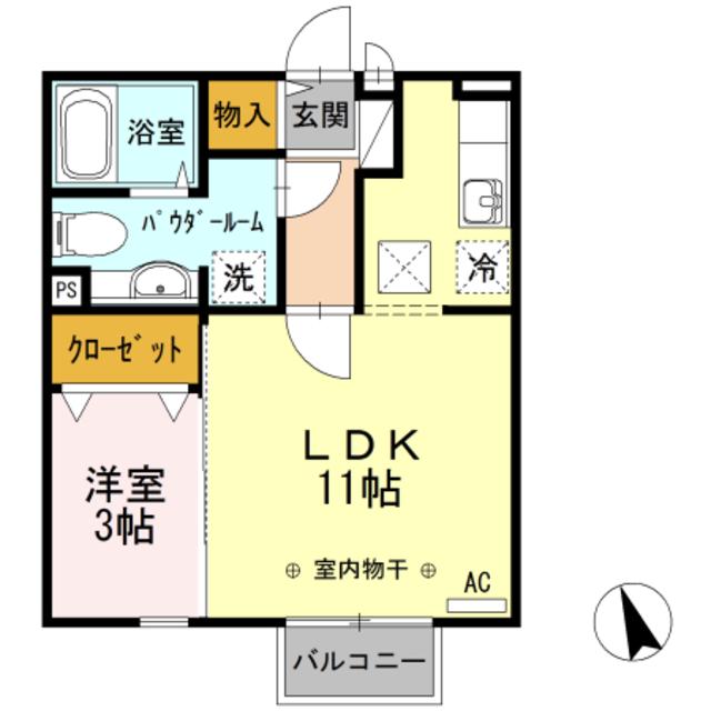 クレセントA・B(1LDK/1階)の間取り写真