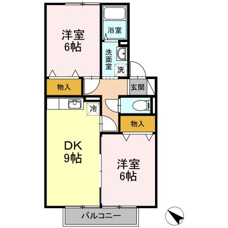 パークサイドセジュール(2DK/1階)の間取り写真