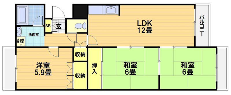 第二シャトーウメダ(3LDK/2階)の間取り写真