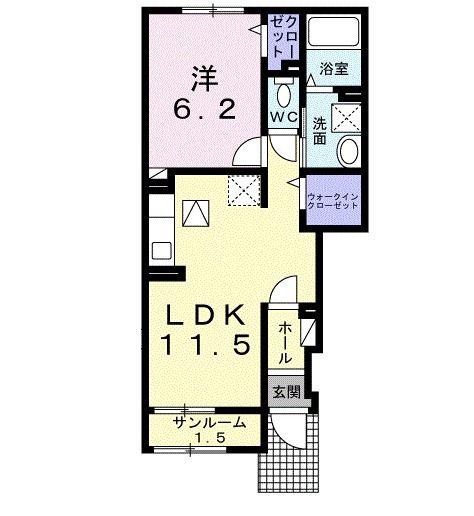 アルモニーK(1LDK/1階)の間取り写真