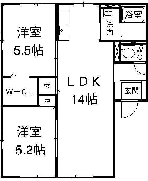 アルフェッカB(2LDK/2階)の間取り写真