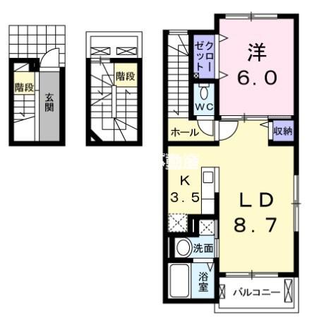 ベル リアン セカンドA(1LDK/3階)の間取り写真