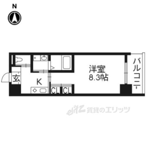 レグゼスタ京都駅西(1K/9階)の間取り写真