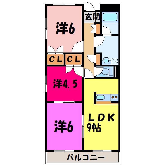 ニューセンチュリーマンションA/B(3LDK/2階)の間取り写真