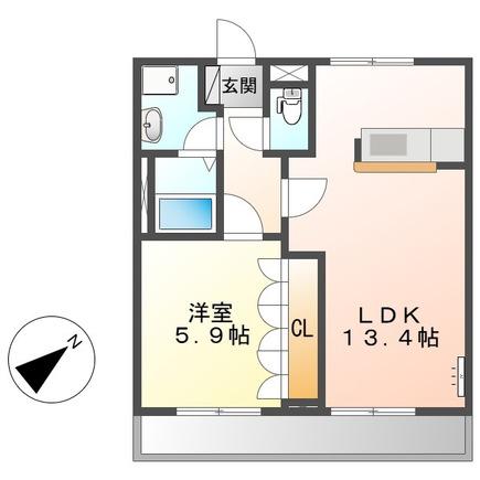 エクセルアカシア(1LDK/2階)の間取り写真