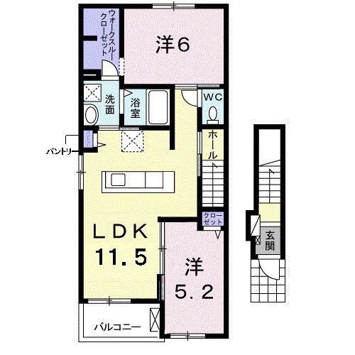 ロイヤル ティアラB棟(2LDK/2階)の間取り写真