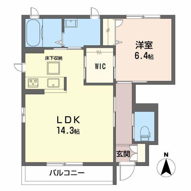 グランドコート A棟(1LDK/1階)の間取り写真