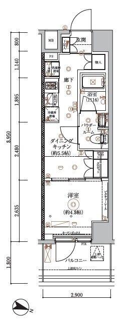 ARCOBALENO HASUNEII(1DK/2階)の間取り写真