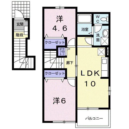 アメニティレジデンス(2LDK/2階)の間取り写真