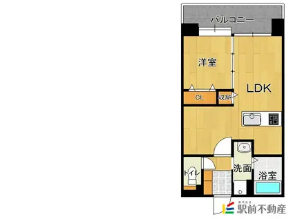 エスペランサ姪浜(1LDK/4階)の間取り写真