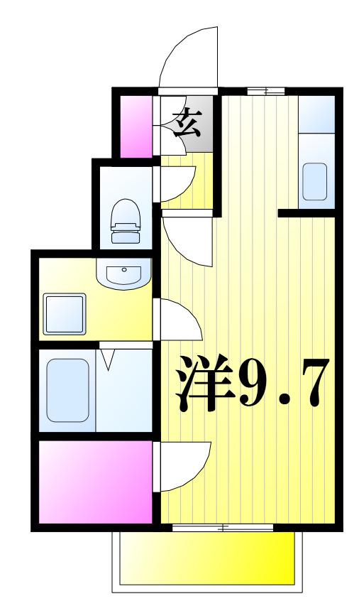 グリーンソレアード(1K/1階)の間取り写真