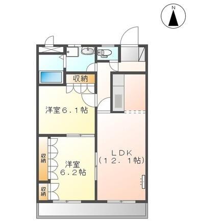 グリーンビル(2LDK/2階)の間取り写真