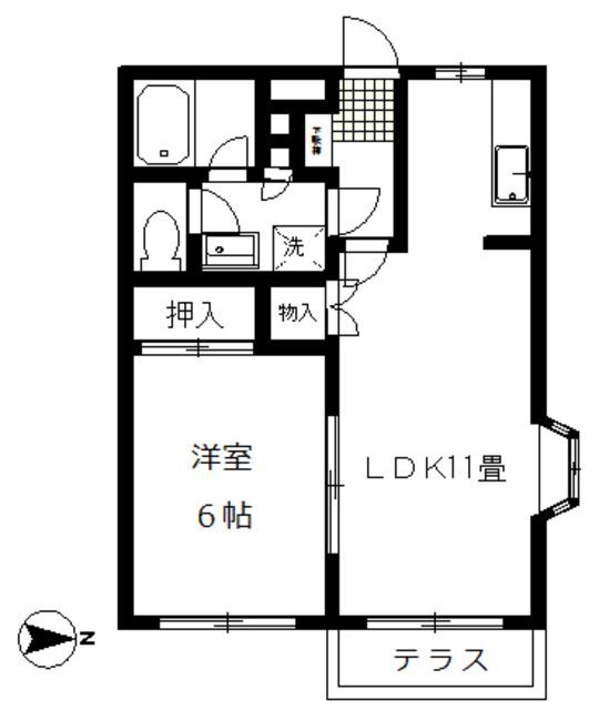 ガーデンハウス(1LDK/1階)の間取り写真