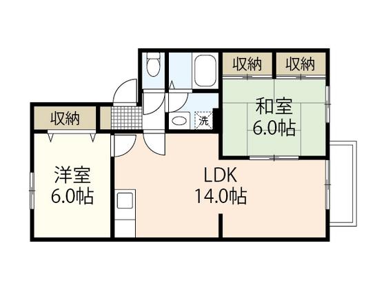 グランスエ富永I A(2LDK/1階)の間取り写真