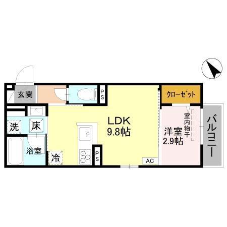 D-TORISIA(1LDK/2階)の間取り写真