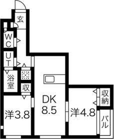 ST.RESIDENCE 七道(2DK/3階)の間取り写真