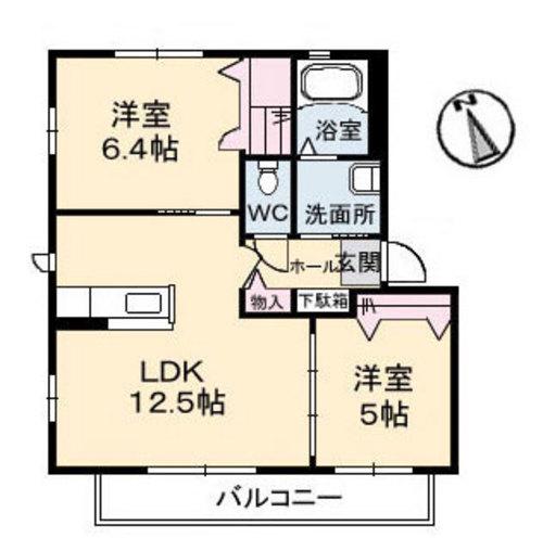 シャーメゾントゥモロー C棟(2LDK/1階)の間取り写真