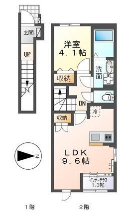 スターテラス中畝(1LDK/2階)の間取り写真