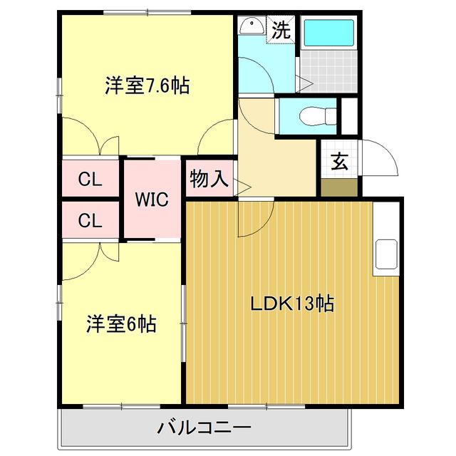 マリベールさくら(2LDK/2階)の間取り写真
