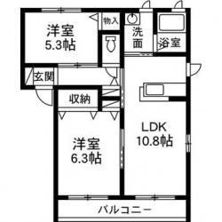 シャーメゾン ルナパークB(2LDK/1階)の間取り写真
