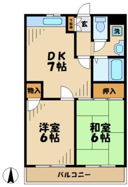リバーサイド山王下(2DK/2階)の間取り写真