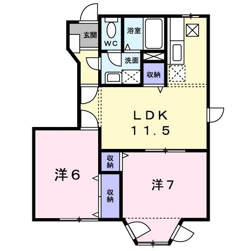 ソレアード(2LDK/1階)の間取り写真